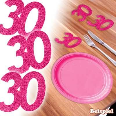 Deko Glitzerzahlen in pink "20" und "30"
