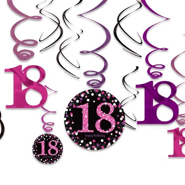 Deko 18.Geburtstag Glitter-Spiralen