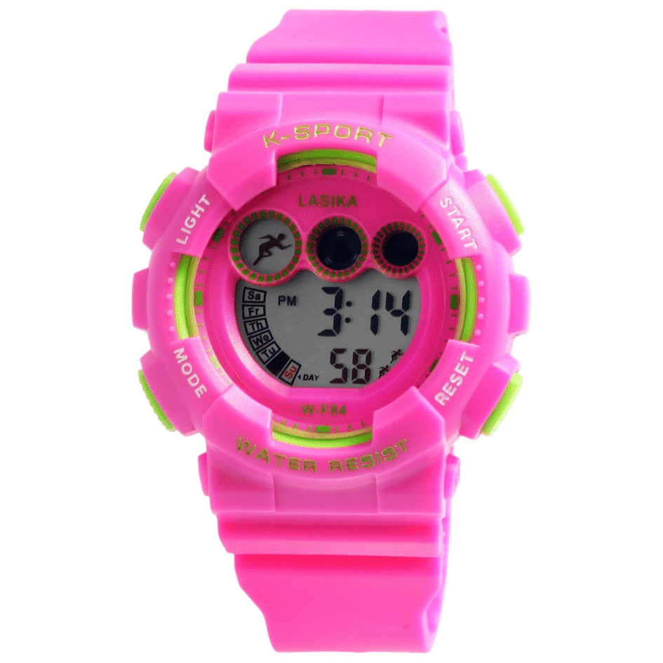 Mädchenuhr in pink mit vielen Funktionen 1 - Produkte von Pinke Glitzerwelt Mädchenuhr in pink mit vielen Funktionen